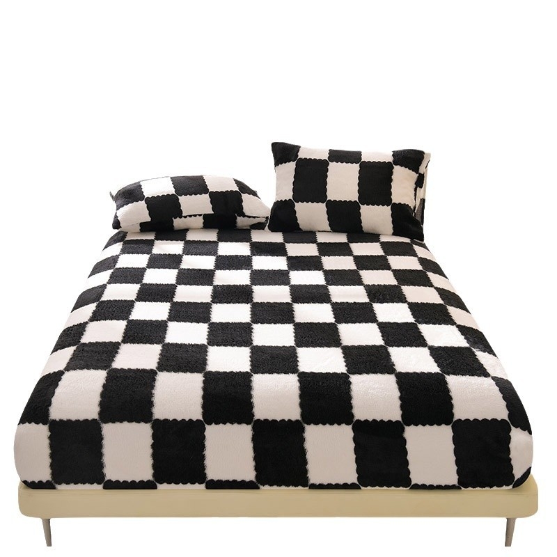 Talvine piimavärvi sametist voodimüts, ühes tükis fliisvoodriga voodikate, kolmeosaline komplekt 2024. aasta uus madratsikaitse, flanellvoodikate