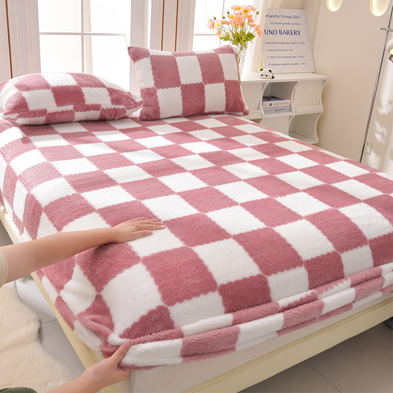 Talvine piimavärvi sametist voodimüts, ühes tükis fliisvoodriga voodikate, kolmeosaline komplekt 2024. aasta uus madratsikaitse, flanellvoodikate