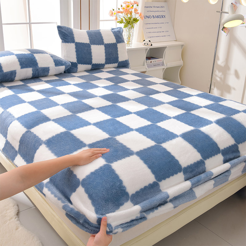 Talvine piimavärvi sametist voodimüts, ühes tükis fliisvoodriga voodikate, kolmeosaline komplekt 2024. aasta uus madratsikaitse, flanellvoodikate