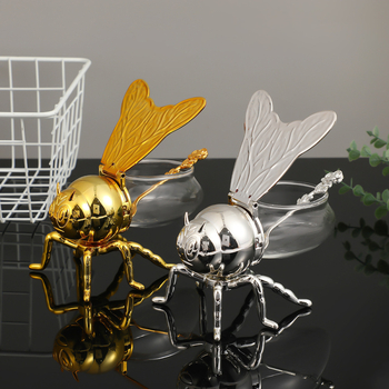 Bičių cukraus talpykla namams, virtuvei, cukraus puodelis, kavai, biurui, kūrybinga šviesa, prabangi vintažinė bičių spintelė su šaukšto ornamentais