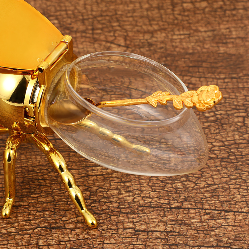 Bičių cukraus talpykla namams, virtuvei, cukraus puodelis, kavai, biurui, kūrybinga šviesa, prabangi vintažinė bičių spintelė su šaukšto ornamentais