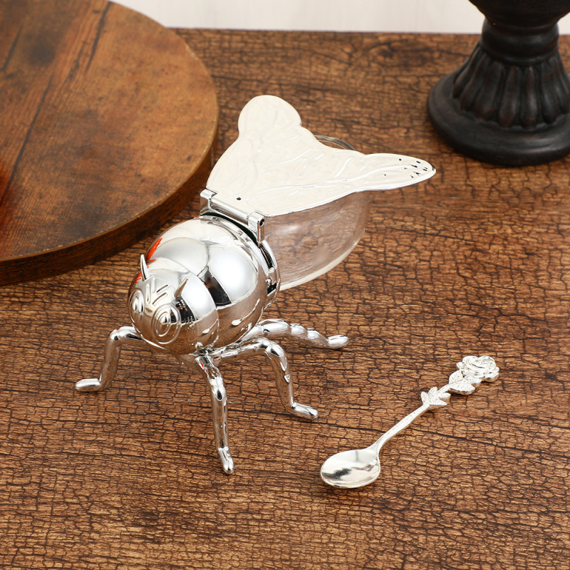 Bičių cukraus talpykla namams, virtuvei, cukraus puodelis, kavai, biurui, kūrybinga šviesa, prabangi vintažinė bičių spintelė su šaukšto ornamentais