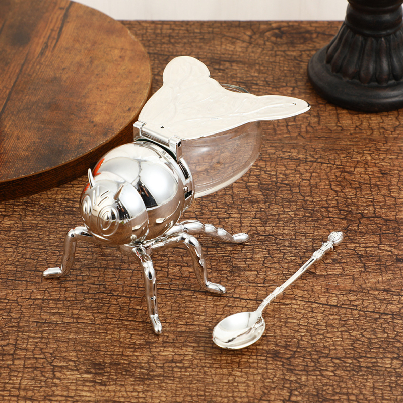 Bičių cukraus talpykla namams, virtuvei, cukraus puodelis, kavai, biurui, kūrybinga šviesa, prabangi vintažinė bičių spintelė su šaukšto ornamentais