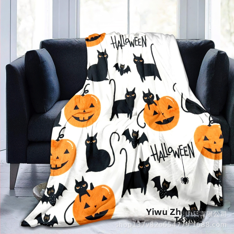 Източник Фабрика Директна доставка Amazon AliExpress Хелоуин Тема Тиква Принт Прилеп Фланелено Одеяло