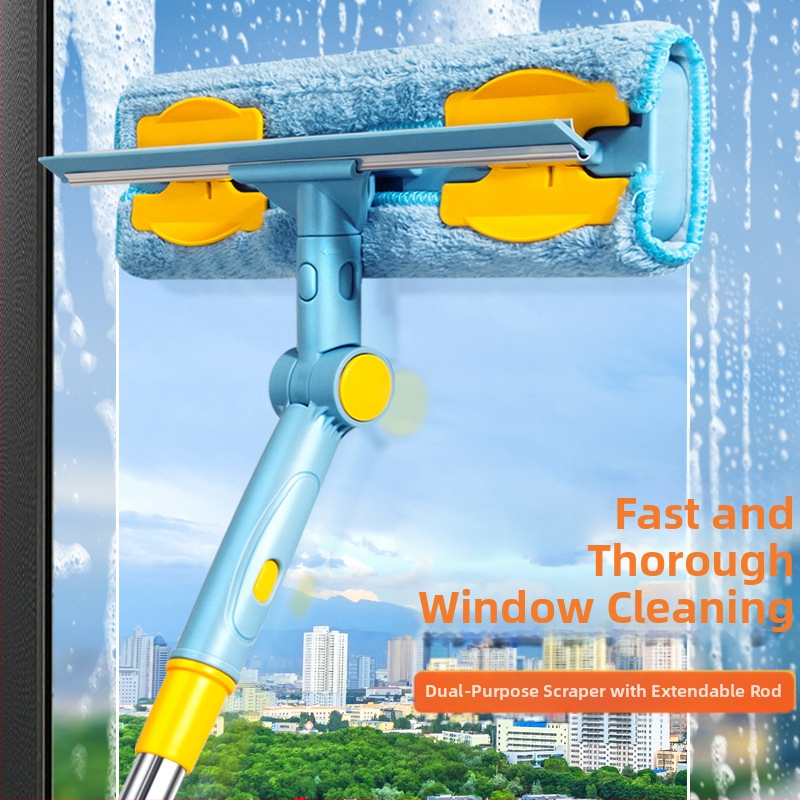 Οικιακό σκούπισμα γυαλιού, σκούπισμα παραθύρων, βούρτσα καθαρισμού παραθύρων υψηλής ανύψωσης, τηλεσκοπικό εργαλείο καθαρισμού σφουγγαρίστρας με ράβδο