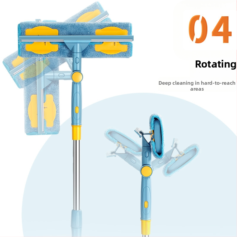 Домакински стъклен почистващ инструмент за почистване на артефакти, бърсащ прозорци, високи прозорци, четка за почистване с телескопичен прът