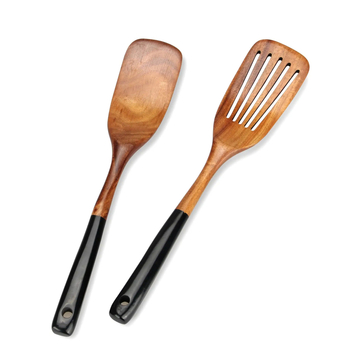 Tikmedžio mentelė, šaukštas, tinkantis nepridegančiai keptuvei, juoda, ilga rankena, mentelė kepimui, medinė mentelė, mentelė sriubai, šaukštas maisto gaminimui, virtuvės reikmenys