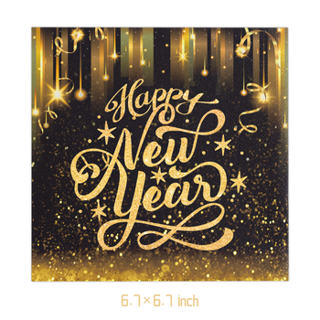 [готова наличност] Салфетка за парти декорация със специален ефект и позлатена черно-златна декорация за Нова година