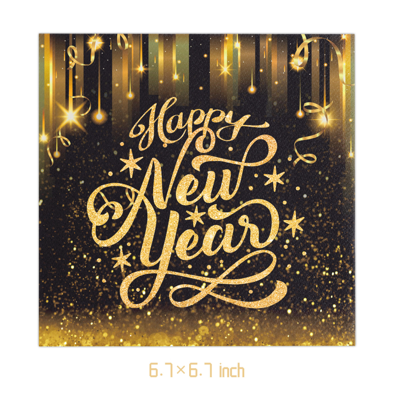 [готова наличност] Салфетка за парти декорация със специален ефект и позлатена черно-златна декорация за Нова година
