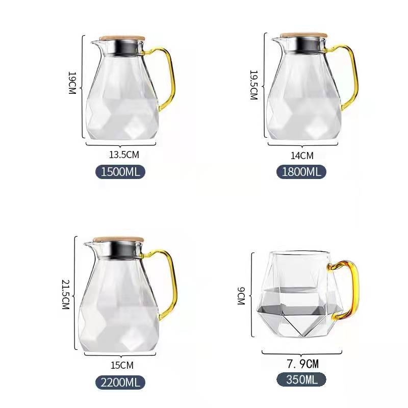 Σετ κανάτας νερού μεγάλης χωρητικότητας από γυαλί για οικιακή χρήση, κατάλληλο για κρύο νερό, χυμούς και κρύα παρασκευή
