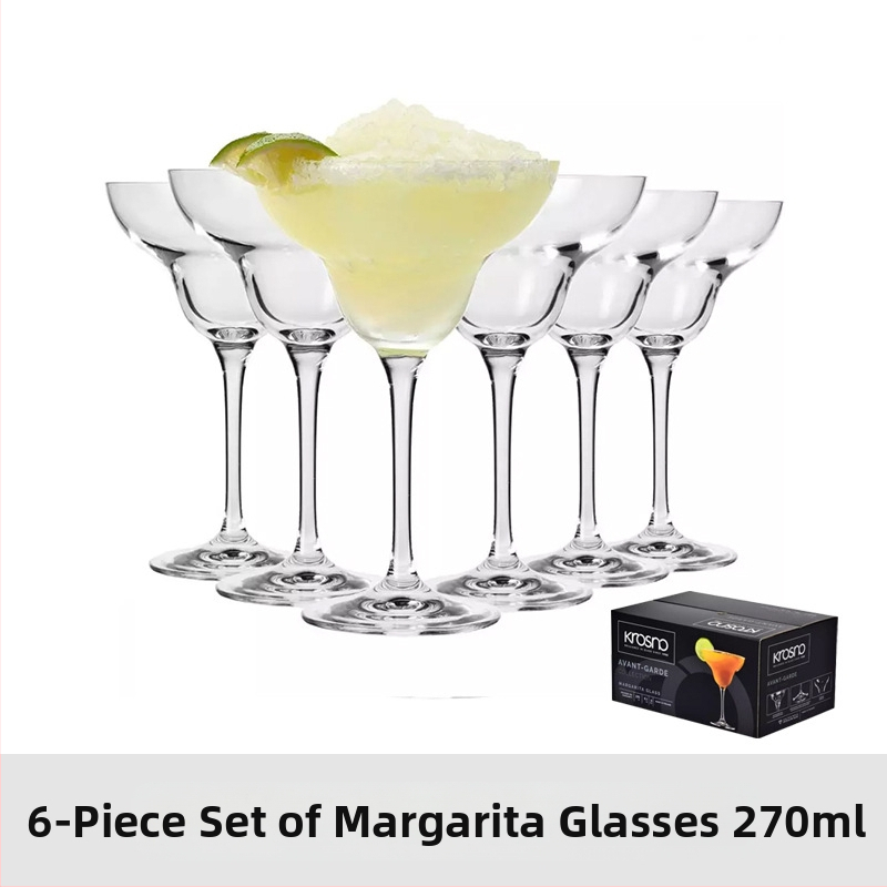 Krosno uvezene kristalne čaše za vino bez olova, set od 6 komada, za bar i kućanstvo, široko grlo, čaše za koktele i sok