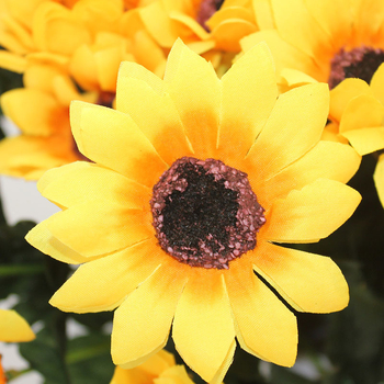 Päevalillede kimpude simulatsioon pastoraalses kodus elutoa kaunistamine päevalilled õpilased tantsivad plastlillede kimpude hoidmises