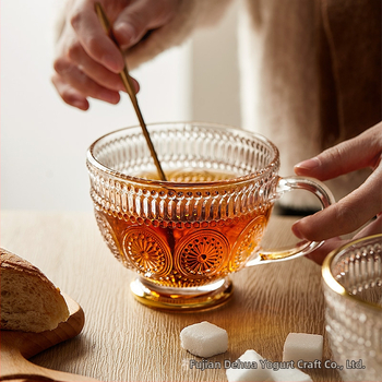 Nordic Vintage Relief klaasist tass, päevalilleõie veetass, koduse stiiliga, värviline piimahommikusöögi kaerahelbetops