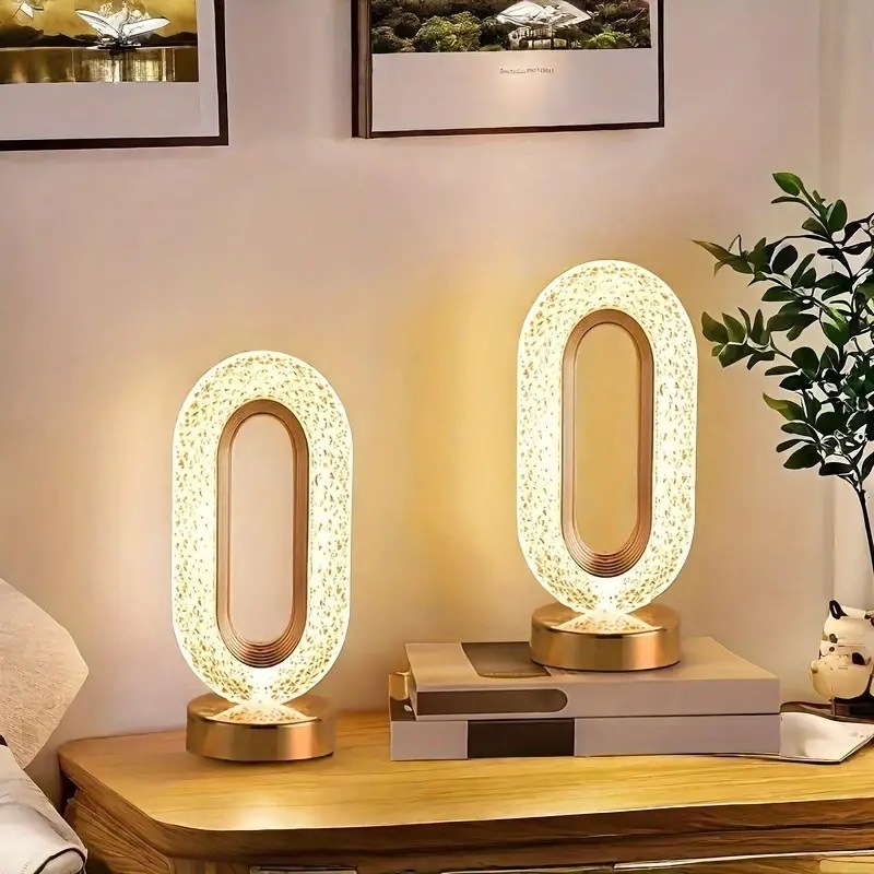 Svjetla luksuzna kristalna stolna lampa, noćna lampa za spavaću sobu, ukrasna stolna lampa za modnu pistu, kreativni ukras za dnevni boravak, dodirna prigušljiva noćna lampa