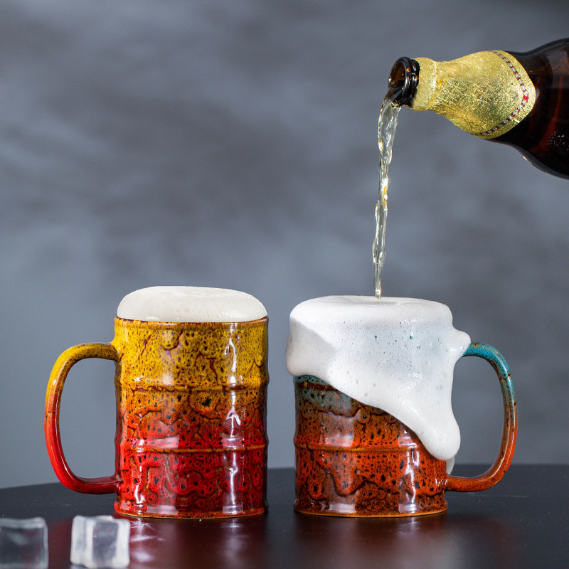 Cană ceramică strunjită la cuptor 375 ml, cană de bere Internet Celebrity, cană de bere personalizată creativă, pahar de vin artizanal, raport Fcm