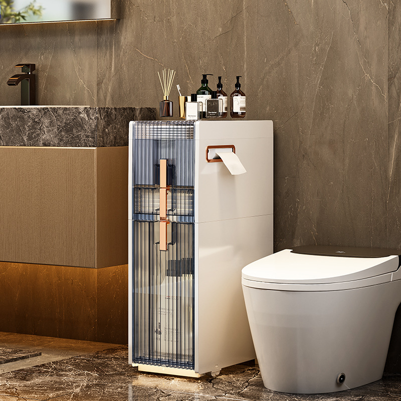 WC-tároló állvány, fürdőszobai beszerelés nélküli szekrény, WC-tároló szekrény, WC-szekrény, WC oldalsó szekrény