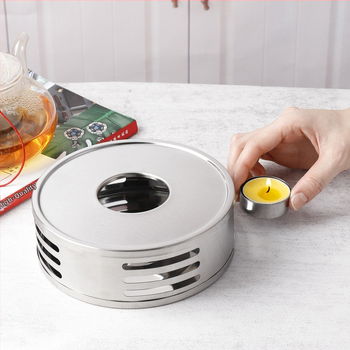 sandėlyje nerūdijančio plieno arbatos šildytuvas apvalus kvapiosios arbatos alkoholio žvakė šildymo krosnis arbatos padėklas nešiojamas aromaterapijos viryklė