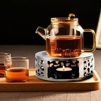 sandėlyje nerūdijančio plieno arbatos šildytuvas apvalus kvapiosios arbatos alkoholio žvakė šildymo krosnis arbatos padėklas nešiojamas aromaterapijos viryklė