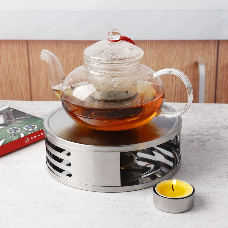 sandėlyje nerūdijančio plieno arbatos šildytuvas apvalus kvapiosios arbatos alkoholio žvakė šildymo krosnis arbatos padėklas nešiojamas aromaterapijos viryklė