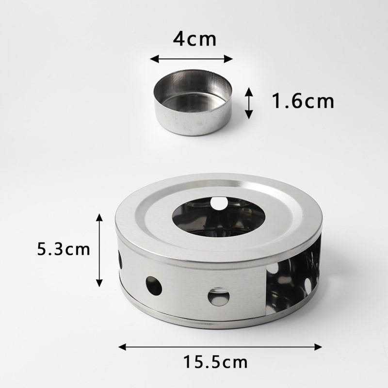 sandėlyje nerūdijančio plieno arbatos šildytuvas apvalus kvapiosios arbatos alkoholio žvakė šildymo krosnis arbatos padėklas nešiojamas aromaterapijos viryklė
