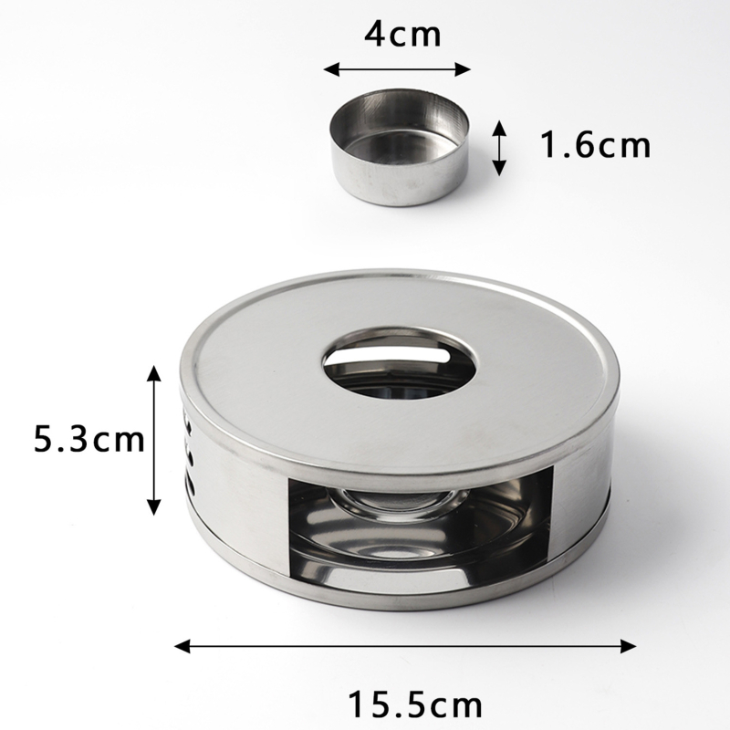 sandėlyje nerūdijančio plieno arbatos šildytuvas apvalus kvapiosios arbatos alkoholio žvakė šildymo krosnis arbatos padėklas nešiojamas aromaterapijos viryklė