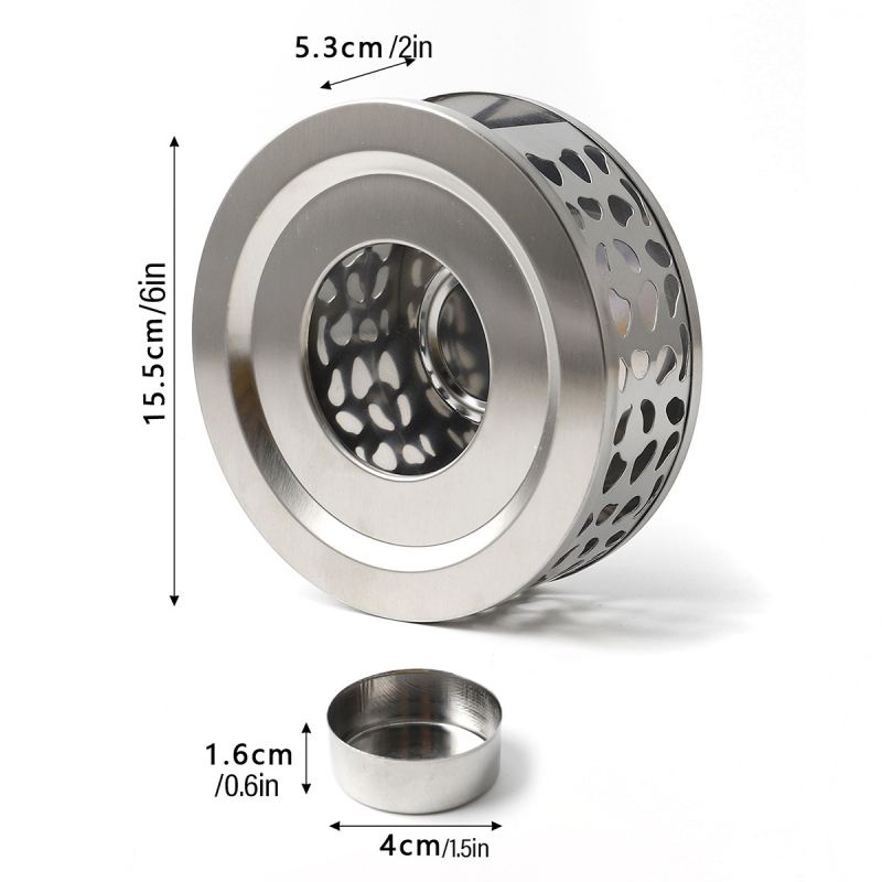 sandėlyje nerūdijančio plieno arbatos šildytuvas apvalus kvapiosios arbatos alkoholio žvakė šildymo krosnis arbatos padėklas nešiojamas aromaterapijos viryklė