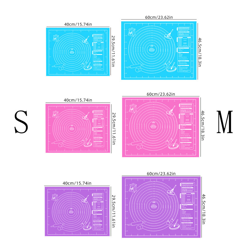Populaarne majapidamises kasutatav toidukvaliteediga silikoonist sõtkumismatt libisemiskindel mittenakkuv kondiitritoodete rullimismatt köögiköögitarbed