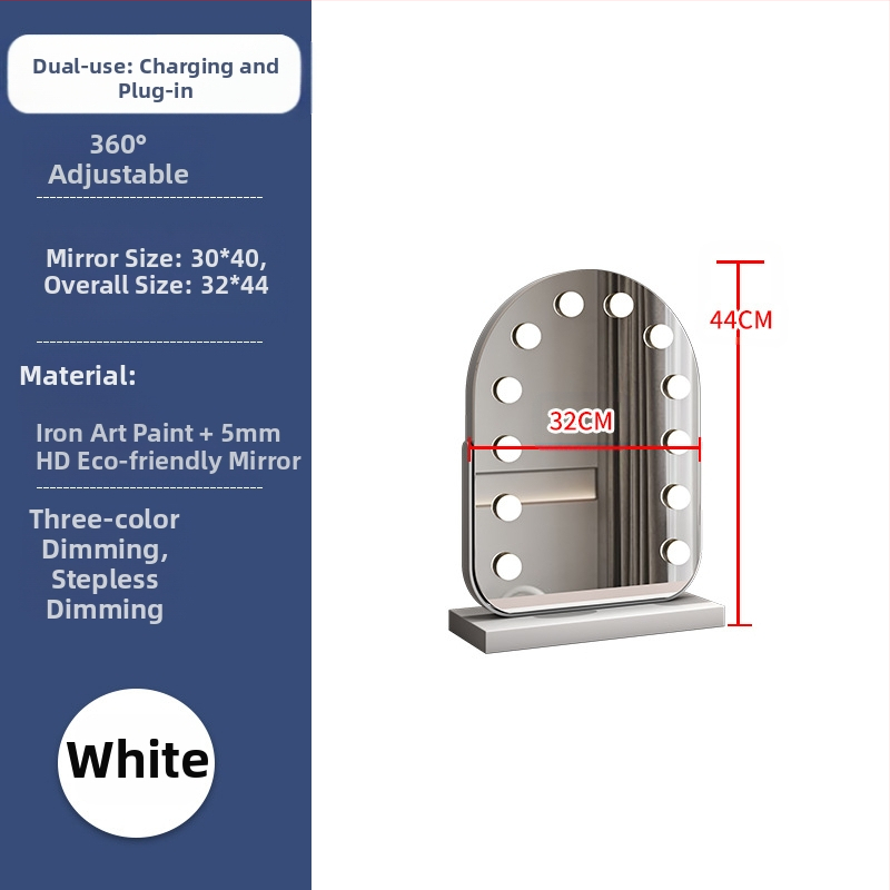 Nagyméretű, intelligens sminktükör vezetett asztali számítógéppel, világító öltözőtükör izzóval, szépségtükör komód, internethíres tükör