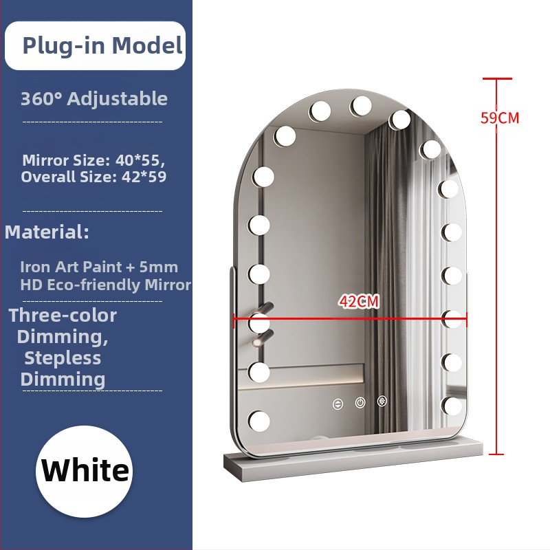 Nagyméretű, intelligens sminktükör vezetett asztali számítógéppel, világító öltözőtükör izzóval, szépségtükör komód, internethíres tükör
