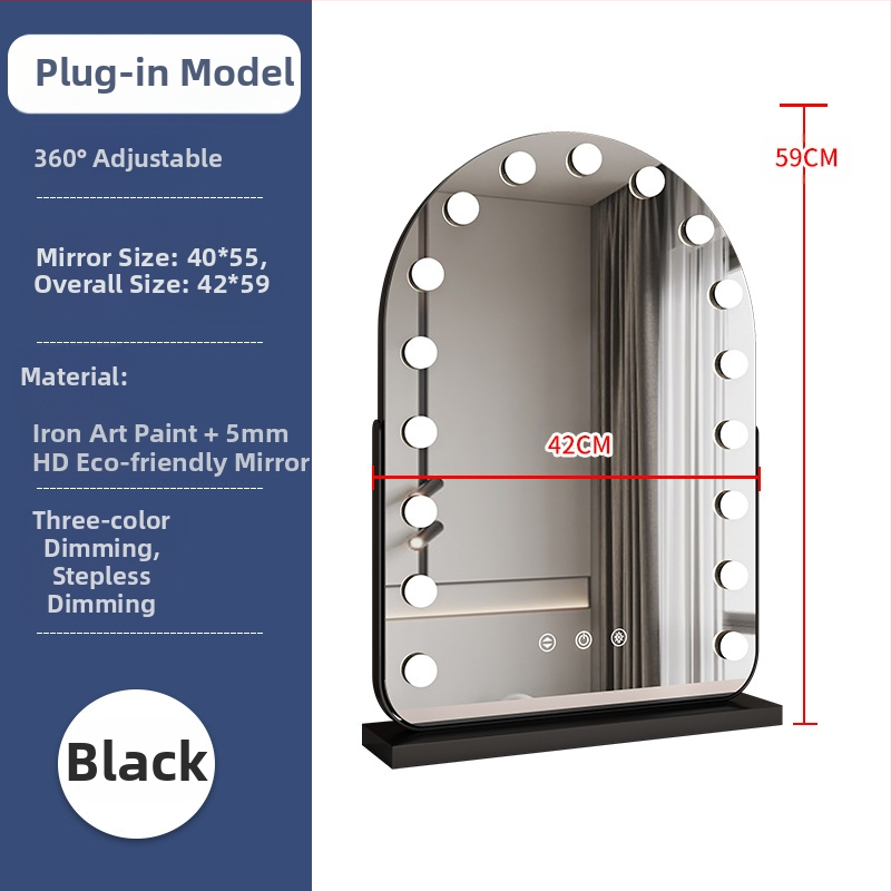 Nagyméretű, intelligens sminktükör vezetett asztali számítógéppel, világító öltözőtükör izzóval, szépségtükör komód, internethíres tükör