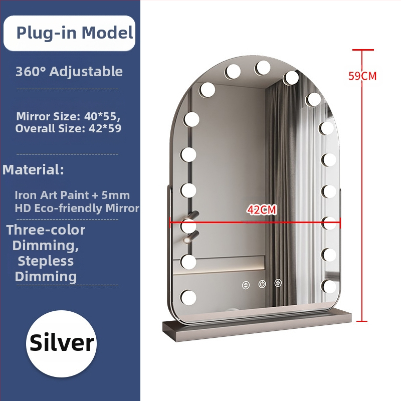 Nagyméretű, intelligens sminktükör vezetett asztali számítógéppel, világító öltözőtükör izzóval, szépségtükör komód, internethíres tükör