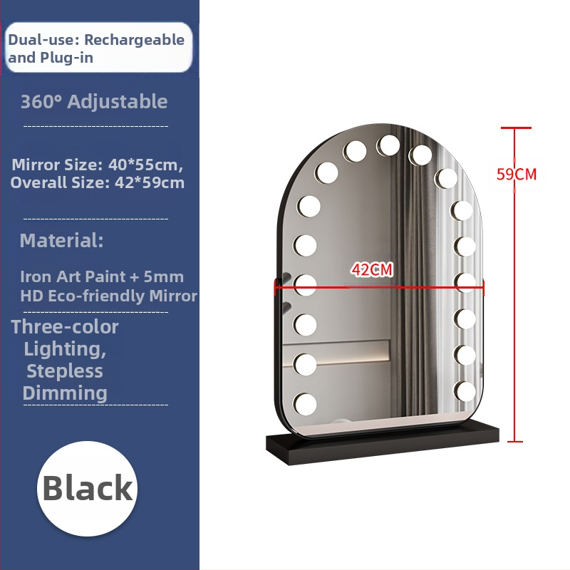 Nagyméretű, intelligens sminktükör vezetett asztali számítógéppel, világító öltözőtükör izzóval, szépségtükör komód, internethíres tükör