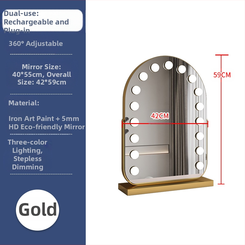 Nagyméretű, intelligens sminktükör vezetett asztali számítógéppel, világító öltözőtükör izzóval, szépségtükör komód, internethíres tükör