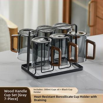 Gamintojo didmeninė stiklinė arbatos puodelis su rankena, žaliosios arbatos puodelis, buitinis karščiui atsparus stiklinis puodelis, kiniškas medinės rankenos rašalo puodelis, aukščiausios klasės svečias