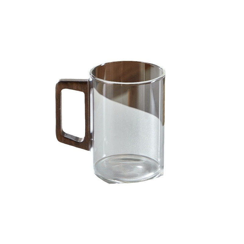 Gamintojo didmeninė stiklinė arbatos puodelis su rankena, žaliosios arbatos puodelis, buitinis karščiui atsparus stiklinis puodelis, kiniškas medinės rankenos rašalo puodelis, aukščiausios klasės svečias