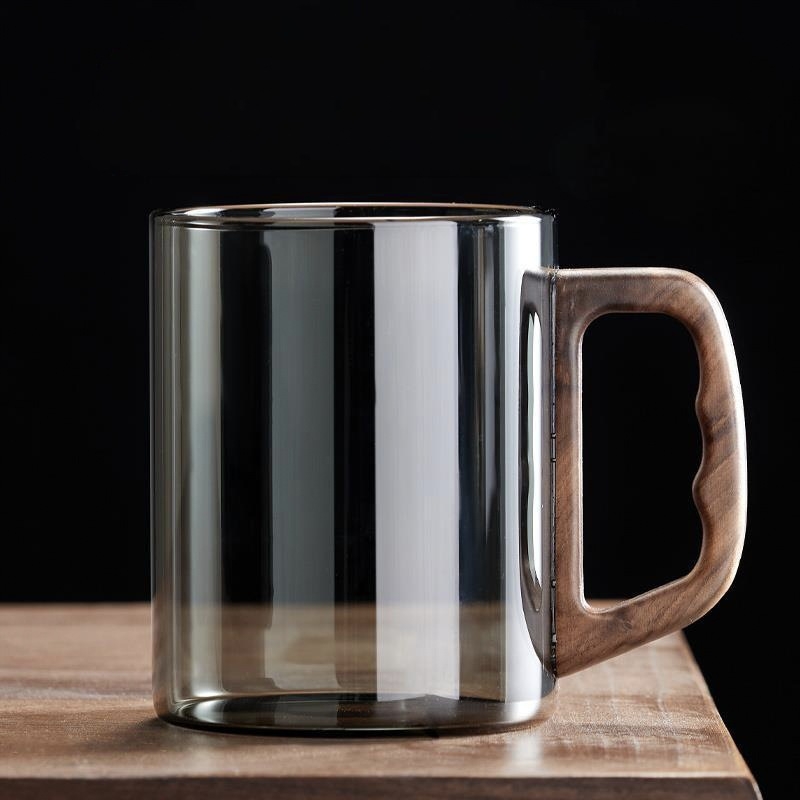 Gamintojo didmeninė stiklinė arbatos puodelis su rankena, žaliosios arbatos puodelis, buitinis karščiui atsparus stiklinis puodelis, kiniškas medinės rankenos rašalo puodelis, aukščiausios klasės svečias