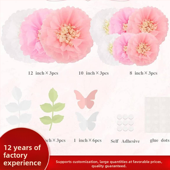 „Amazon“ nauji dvigubos spalvos gėlių akmenys, popierinis gėlių rutulys, drugelio medžio lapai, vestuvių vakarėlio langų dekoravimas, popierinis rankšluostis, pompominė gėlė