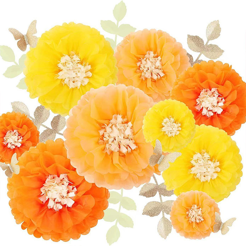 „Amazon“ nauji dvigubos spalvos gėlių akmenys, popierinis gėlių rutulys, drugelio medžio lapai, vestuvių vakarėlio langų dekoravimas, popierinis rankšluostis, pompominė gėlė