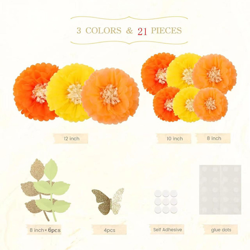 „Amazon“ nauji dvigubos spalvos gėlių akmenys, popierinis gėlių rutulys, drugelio medžio lapai, vestuvių vakarėlio langų dekoravimas, popierinis rankšluostis, pompominė gėlė