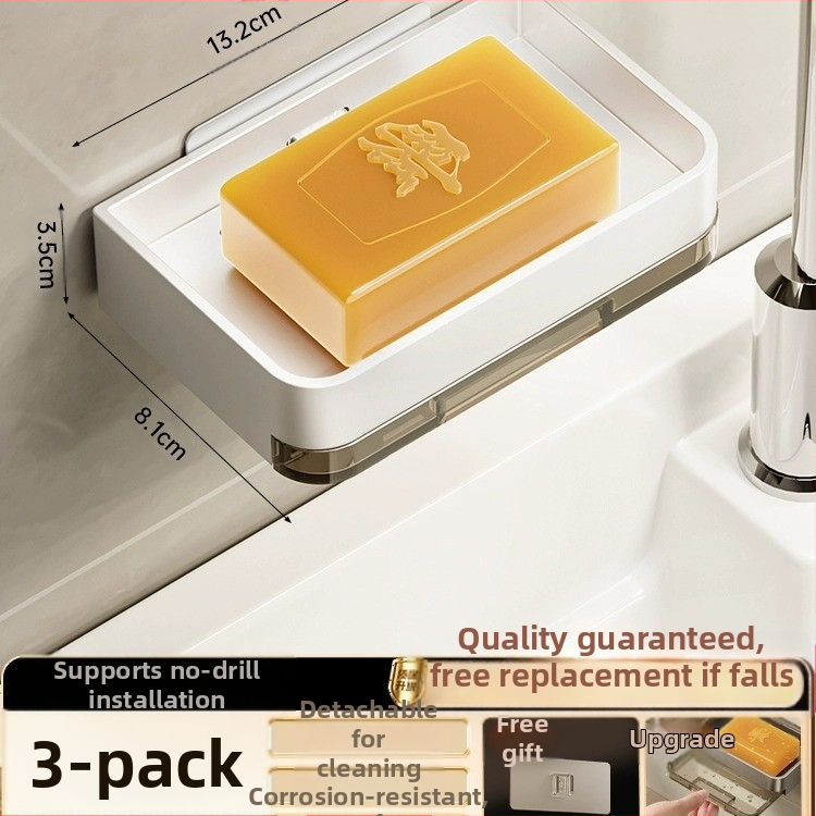 Σαπουνοκιβώτιο τοίχου μπάνιου, διπλής στρώσης, χωρίς τρυπάνι, οικιακή θήκη σαπουνιού μπάνιου για επιτοίχια χρήση
