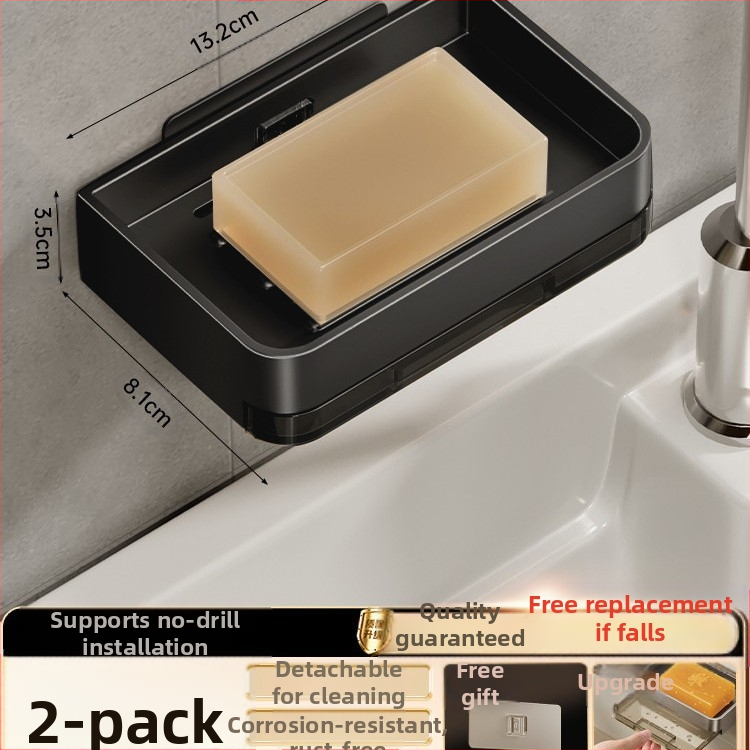 Σαπουνοκιβώτιο τοίχου μπάνιου, διπλής στρώσης, χωρίς τρυπάνι, οικιακή θήκη σαπουνιού μπάνιου για επιτοίχια χρήση