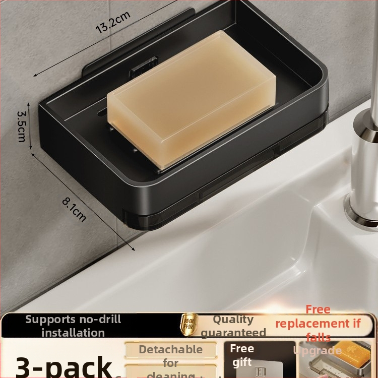 Σαπουνοκιβώτιο τοίχου μπάνιου, διπλής στρώσης, χωρίς τρυπάνι, οικιακή θήκη σαπουνιού μπάνιου για επιτοίχια χρήση