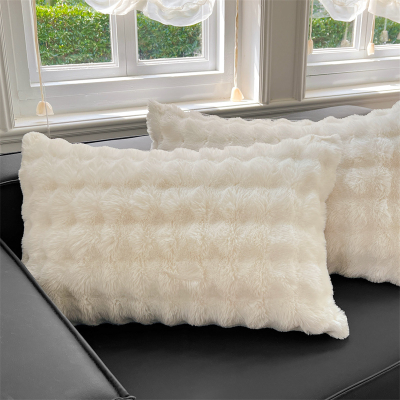 Väliskaubanduse piiriülene talvine jänese plush-padjapüür üheinimese padja südamikuga plüüsist püüripüür ühevärviline tehase hulgimüügi plush-padjapüür 48x74cm üheinimese