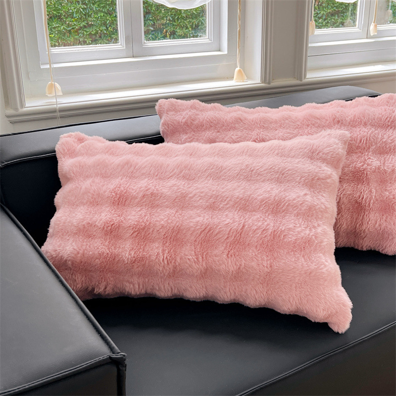 Väliskaubanduse piiriülene talvine jänese plush-padjapüür üheinimese padja südamikuga plüüsist püüripüür ühevärviline tehase hulgimüügi plush-padjapüür 48x74cm üheinimese