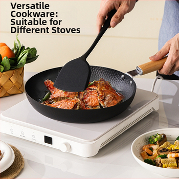 2 dalių plokščiadugnės keptuvės rinkinys, buitinė nelimpanti danga, geležinė keptuvė, geležinis puodas, keptuvė „Wok“, kiaušinių kepimas, „God Tool“ kepsnių keptuvė, blynų keptuvė