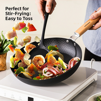 2 dalių plokščiadugnės keptuvės rinkinys, buitinė nelimpanti danga, geležinė keptuvė, geležinis puodas, keptuvė „Wok“, kiaušinių kepimas, „God Tool“ kepsnių keptuvė, blynų keptuvė