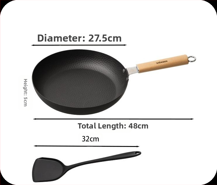 2 dalių plokščiadugnės keptuvės rinkinys, buitinė nelimpanti danga, geležinė keptuvė, geležinis puodas, keptuvė „Wok“, kiaušinių kepimas, „God Tool“ kepsnių keptuvė, blynų keptuvė