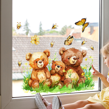 CT7062 koomiks soe karu muru liblikas aknakleebised klaasikleebised kodukaunistamise seinakleebised