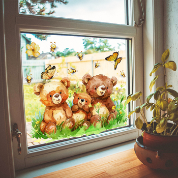 CT7062 koomiks soe karu muru liblikas aknakleebised klaasikleebised kodukaunistamise seinakleebised