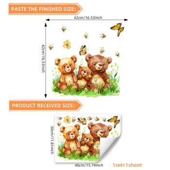 CT7062 koomiks soe karu muru liblikas aknakleebised klaasikleebised kodukaunistamise seinakleebised